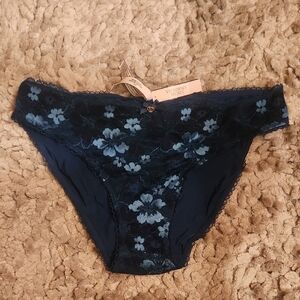 Victoria's Secret Navy Floral Embroidered Bikini Panty